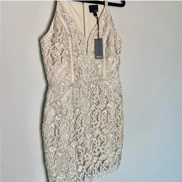 NWT Greylin Lace Cream & Gold Crochet Dress Size Medium Anthrpology Retail $170 - Picture 4 of 5